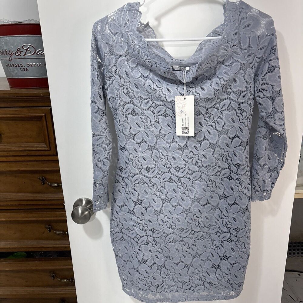 NWT Abbot‎ Lace 3/4 Sleeves Slate Blue Small